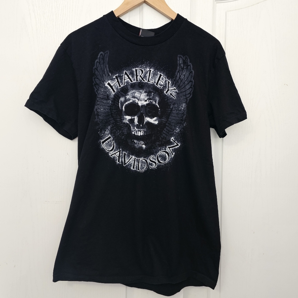 Harley Davidson Vintage Black Tshirt Men's Large Skull